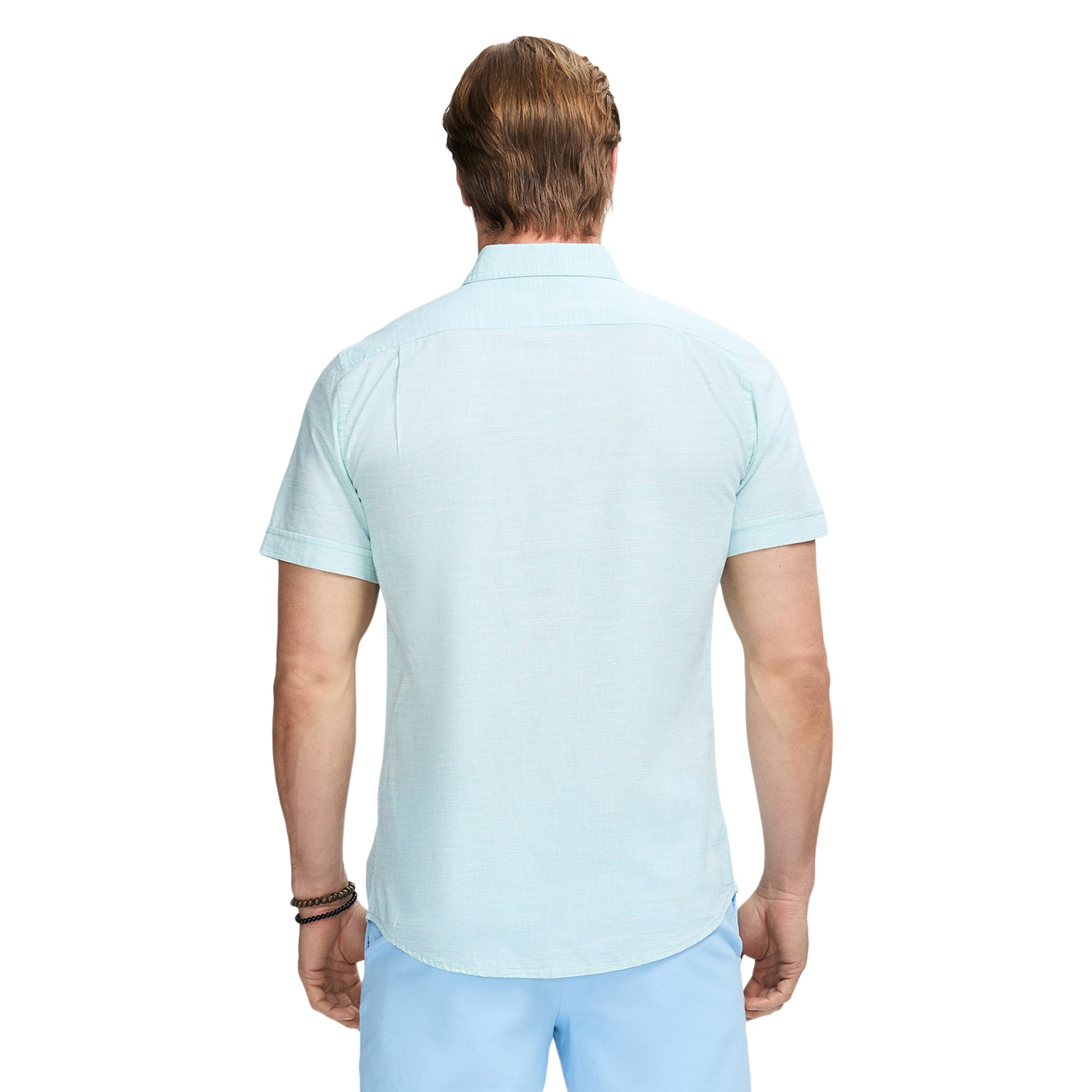 Izod Dockside Solid Chambray Short Sleeve Button Down Shirt - Wasabi