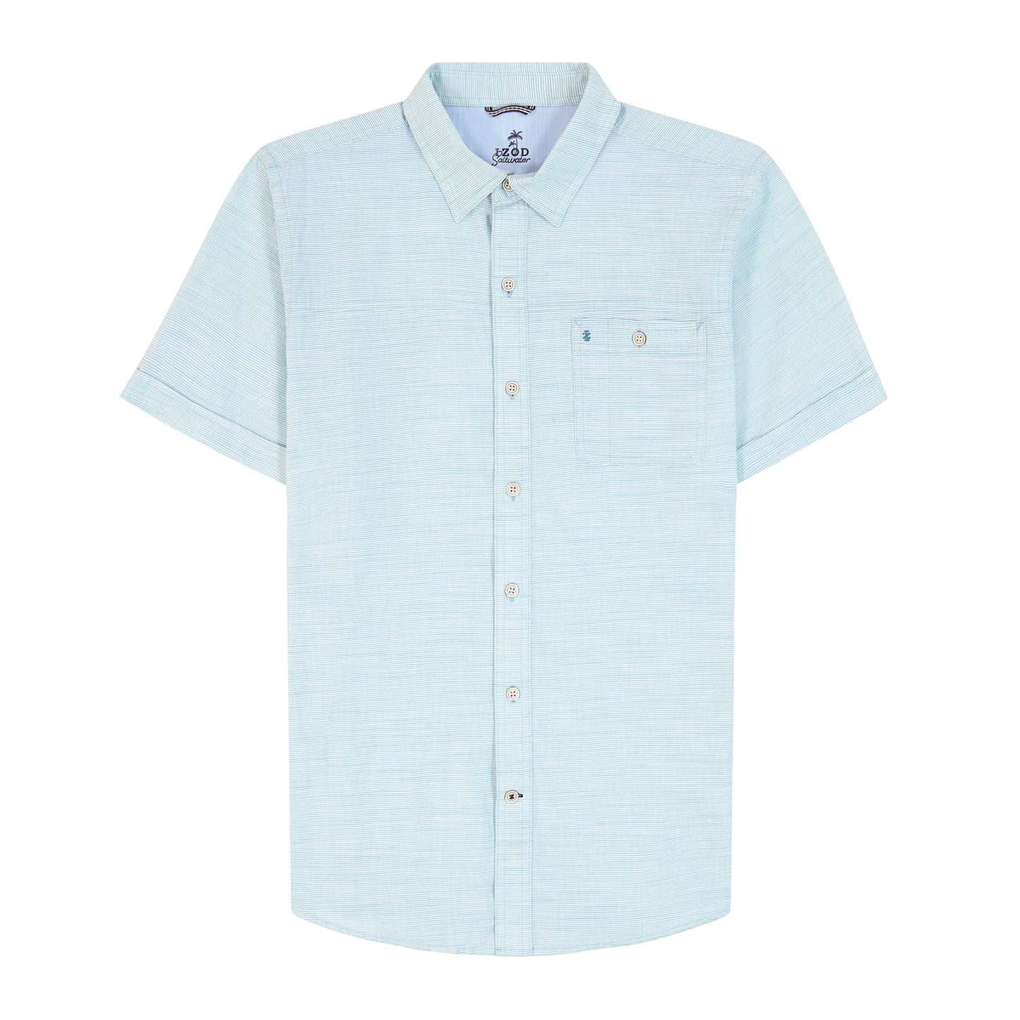 Izod Dockside Solid Chambray Short Sleeve Button Down Shirt - Wasabi