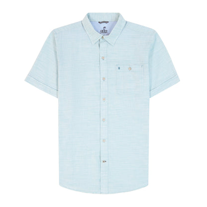 Izod Dockside Solid Chambray Short Sleeve Button Down Shirt - Wasabi