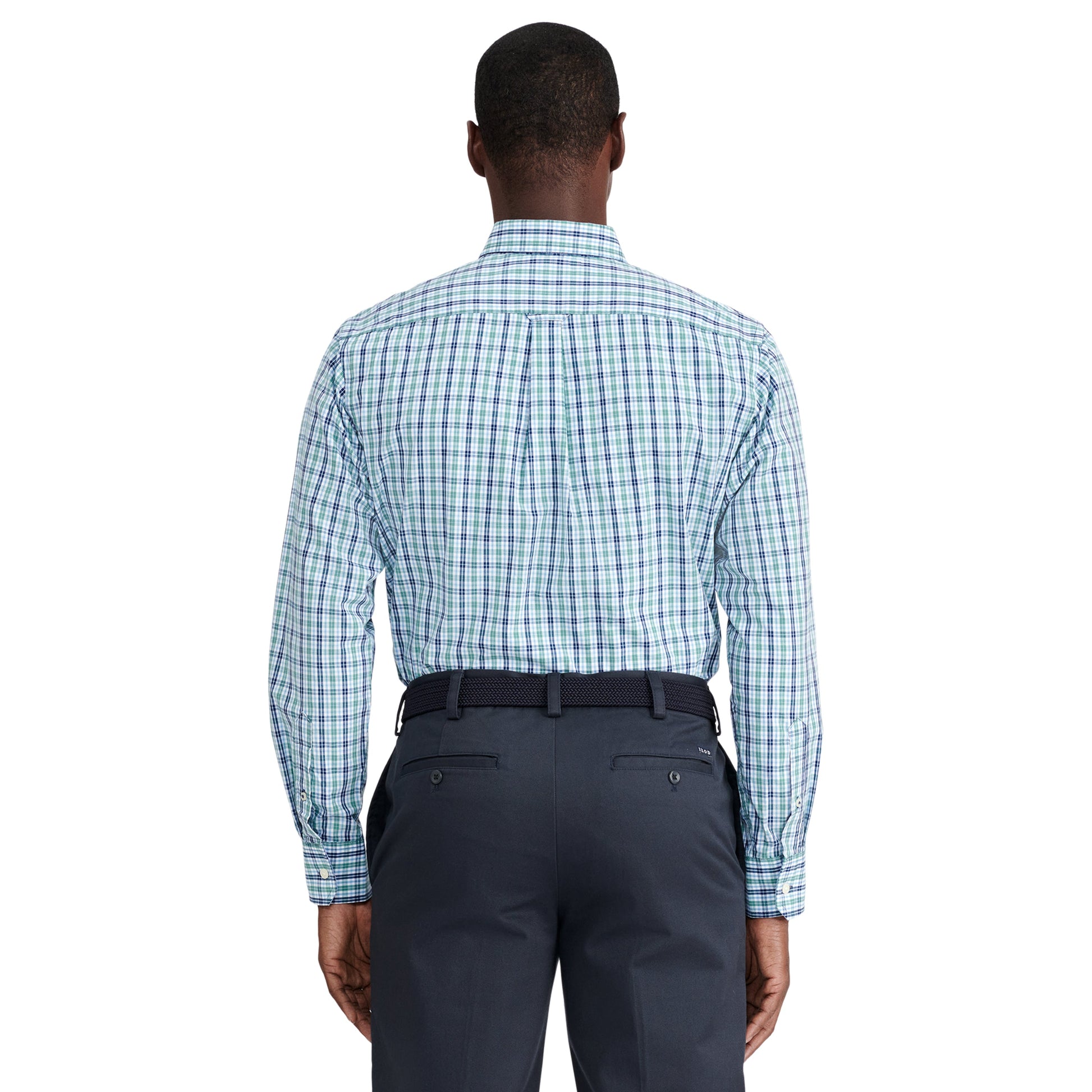 Izod Performance Comfort L/S Plaid Shirt - Deep Sea