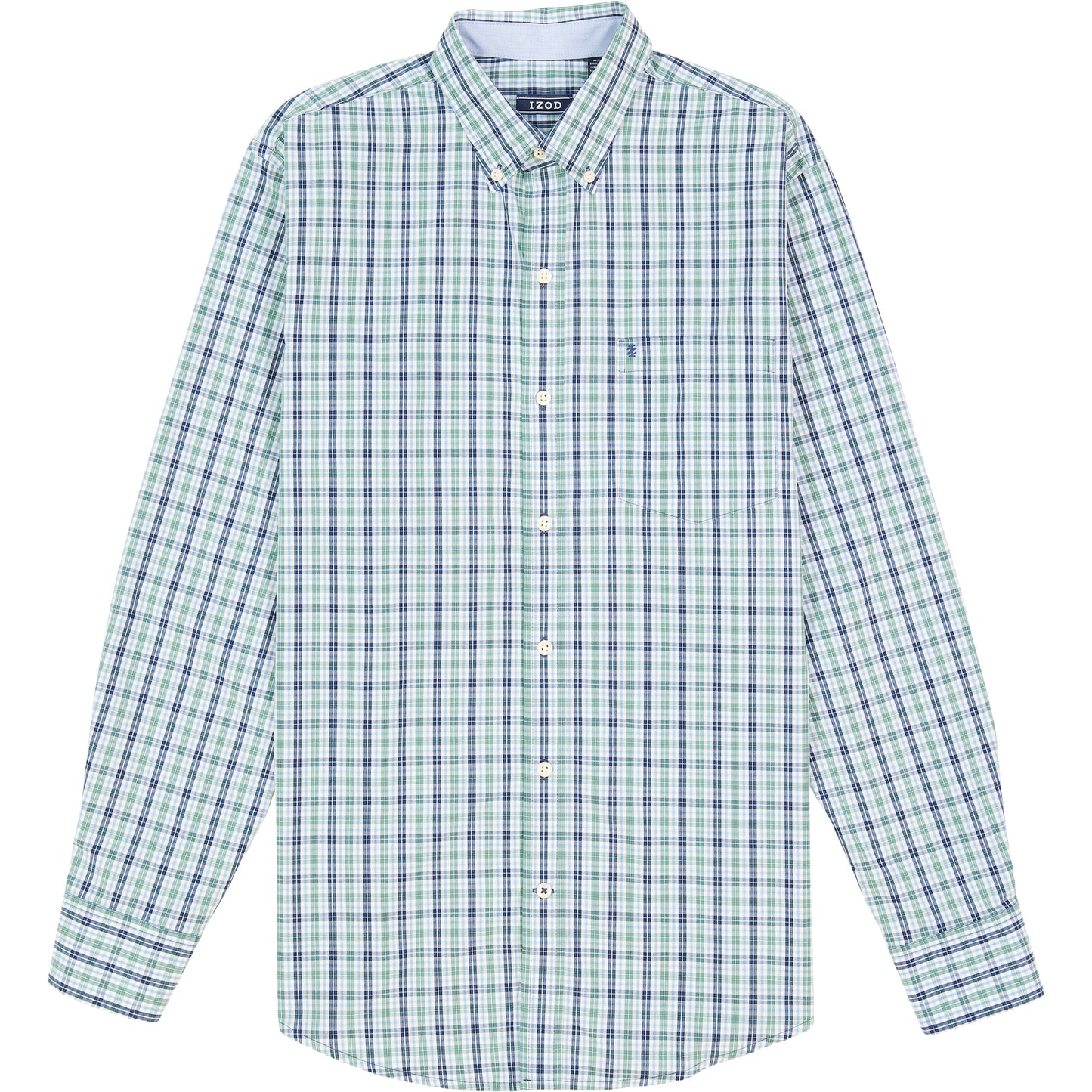 Izod Performance Comfort L/S Plaid Shirt - Deep Sea