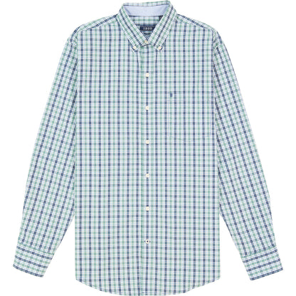 Izod Performance Comfort L/S Plaid Shirt - Deep Sea