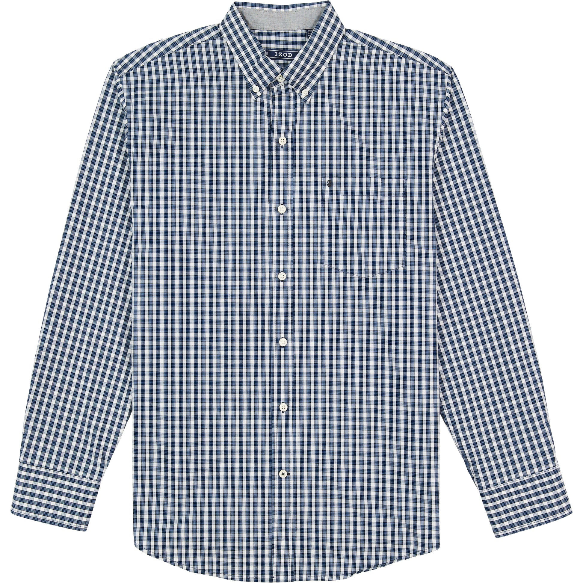 Izod Performance Comfort L/S Plaid Shirt - Black