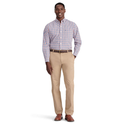 Izod Performance Comfort L/S Plaid Shirt - Orange Rust