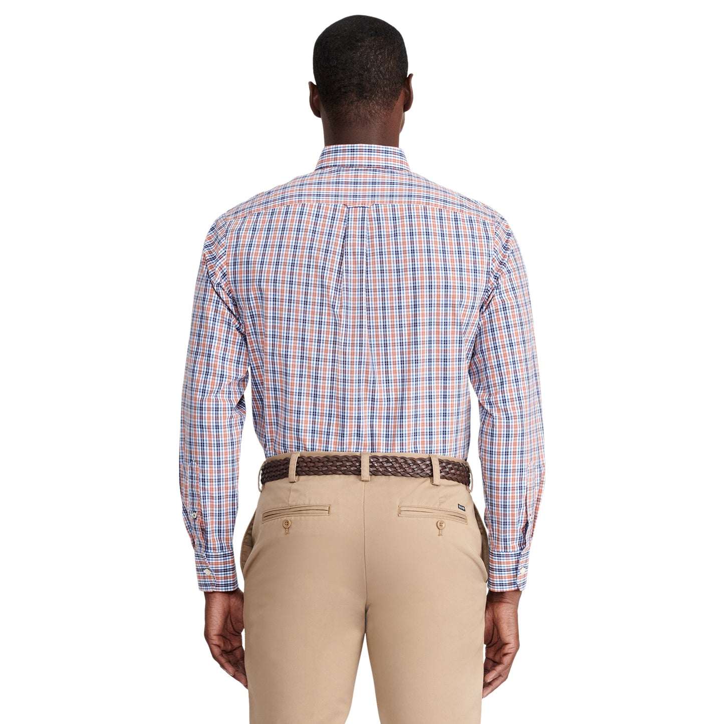 Izod Performance Comfort L/S Plaid Shirt - Orange Rust