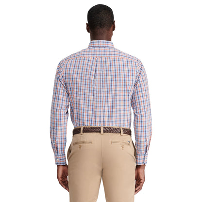 Izod Performance Comfort L/S Plaid Shirt - Orange Rust