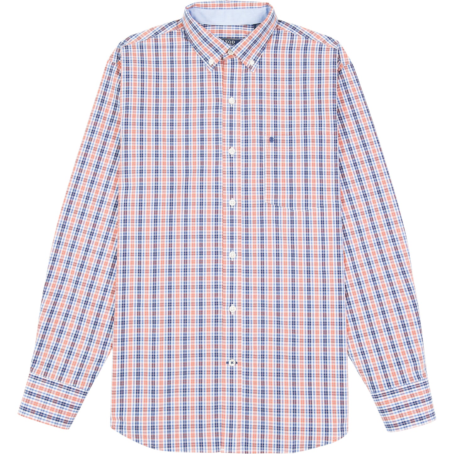 Izod Performance Comfort L/S Plaid Shirt - Orange Rust