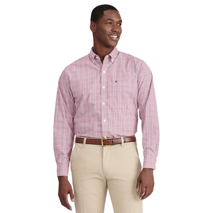 Izod Performance Comfort L/S Plaid Shirt - Biking Red