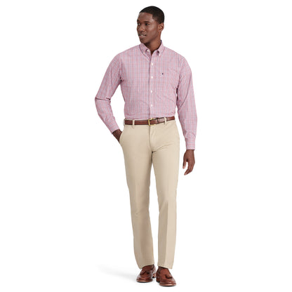 Izod Performance Comfort L/S Plaid Shirt - Biking Red