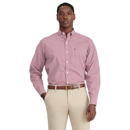Izod Performance Comfort L/S Gingham Shirt - Biking Red