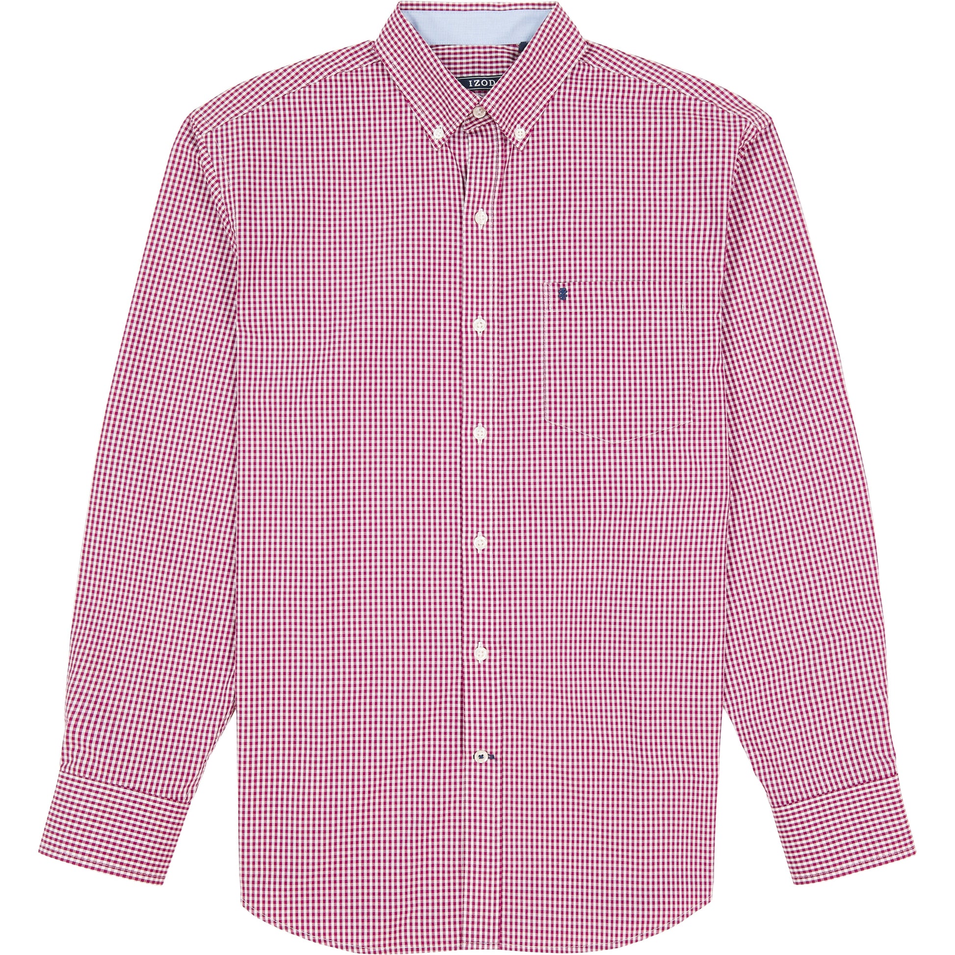 Izod Performance Comfort L/S Gingham Shirt - Biking Red