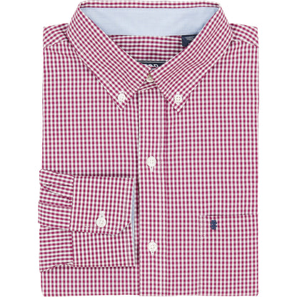 Izod Performance Comfort L/S Gingham Shirt - Biking Red