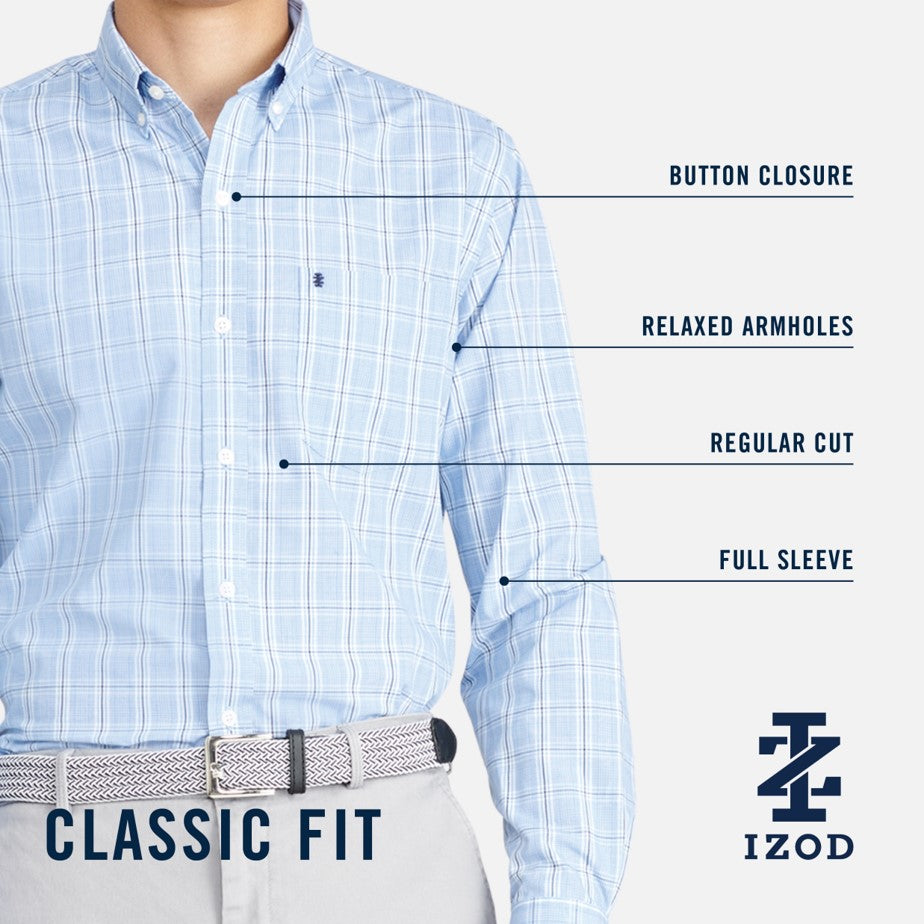 Izod Performance Comfort L/S Gingham Shirt - Biking Red