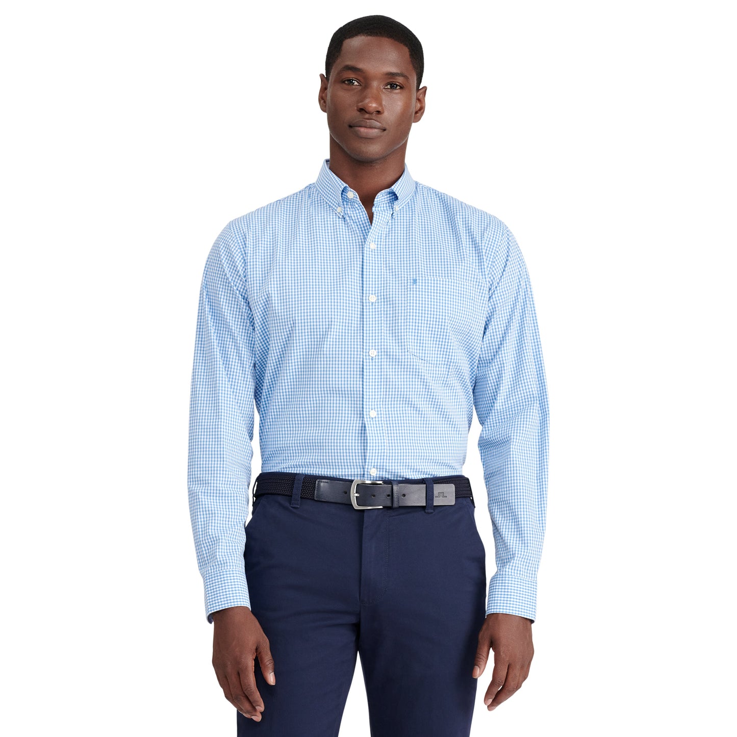 Izod Performance Comfort L/S Gingham Shirt - Blue Revival