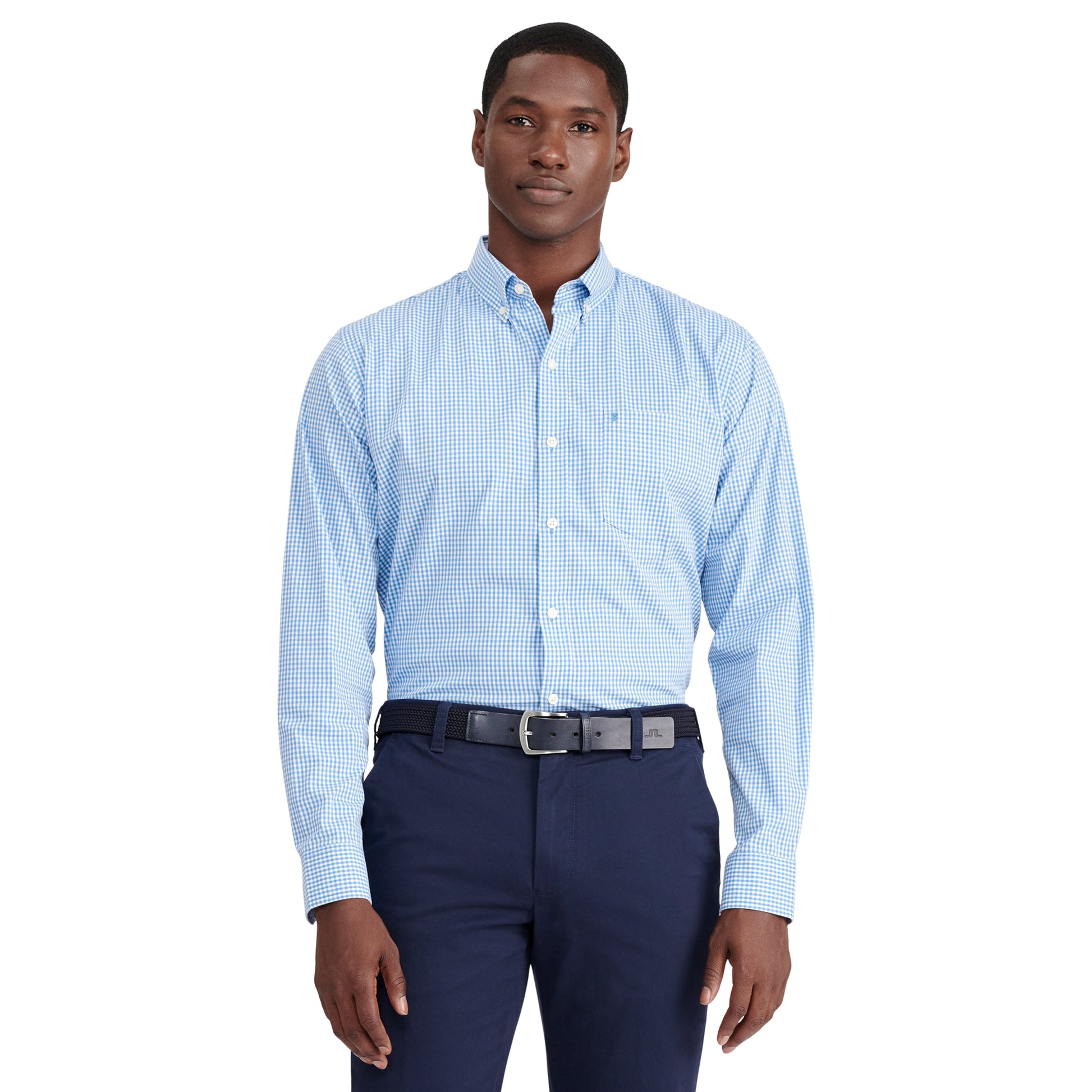 Izod Performance Comfort L/S Gingham Shirt - Blue Revival