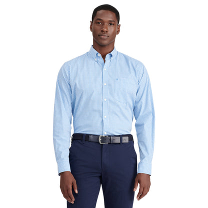 Izod Performance Comfort L/S Gingham Shirt - Blue Revival