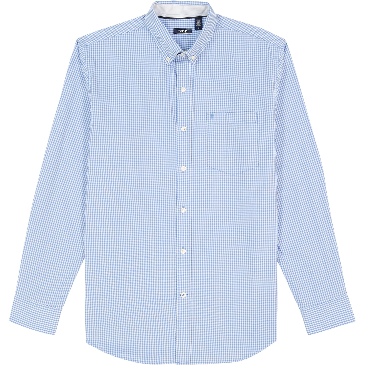 Izod Performance Comfort L/S Gingham Shirt - Blue Revival