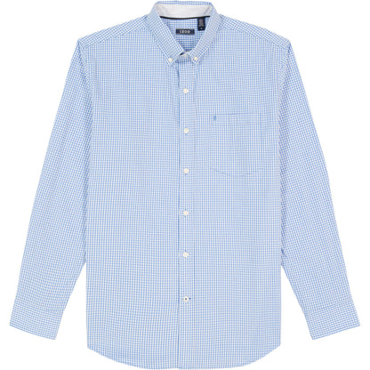 Izod Performance Comfort L/S Gingham Shirt - Blue Revival