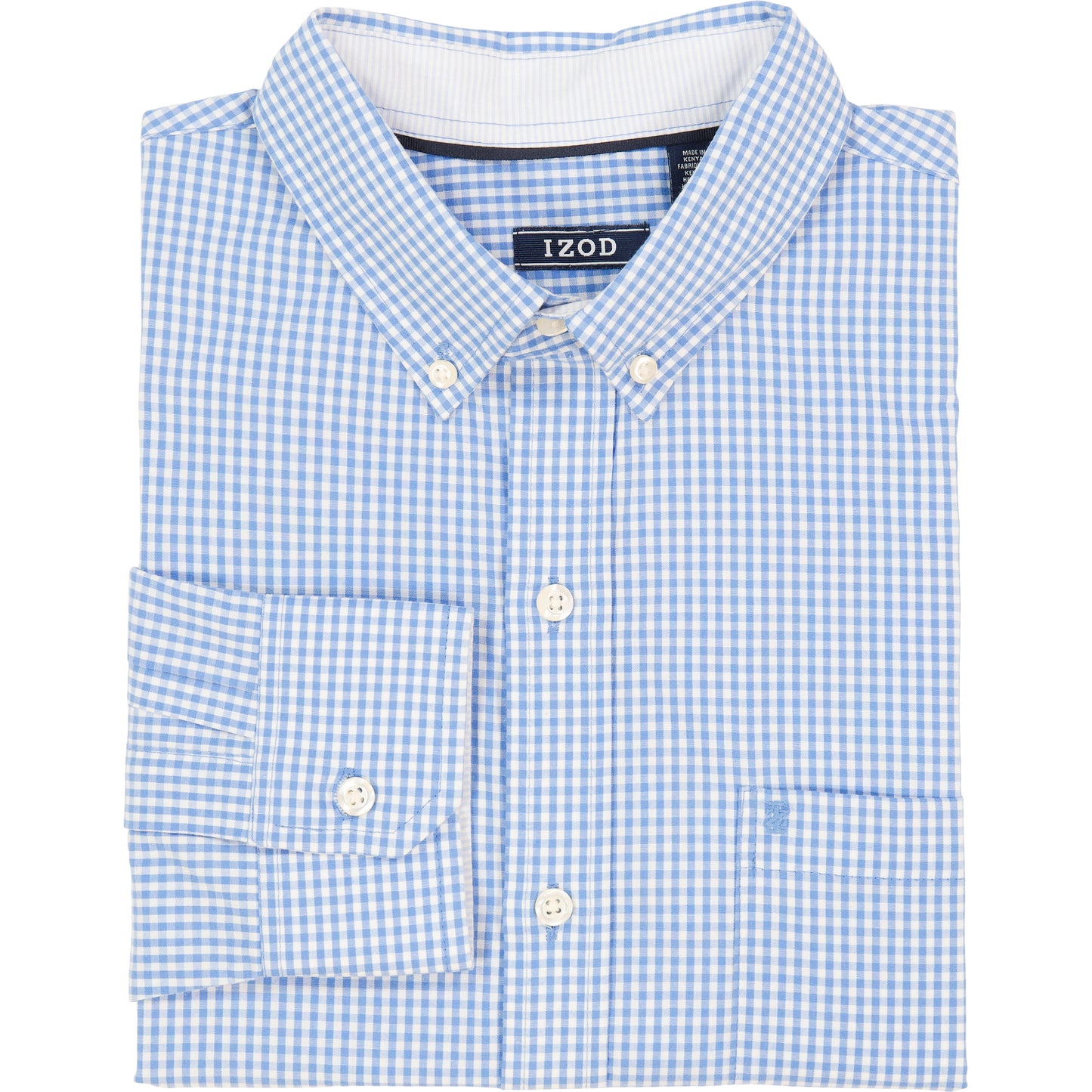 Izod Performance Comfort L/S Gingham Shirt - Blue Revival