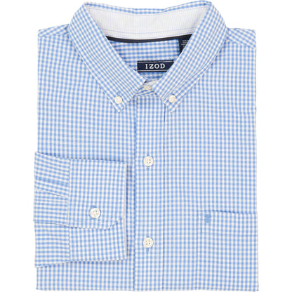 Izod Performance Comfort L/S Gingham Shirt - Blue Revival