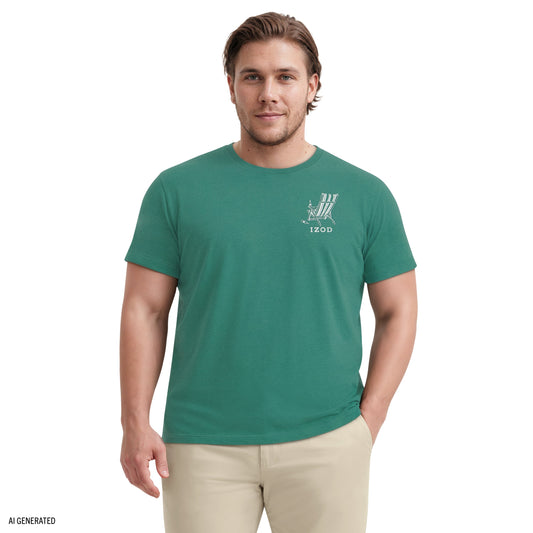 Izod BIG & TALL SALTWATER SHORT SLEEVE GRAPHIC TEE - SMOKE PINE