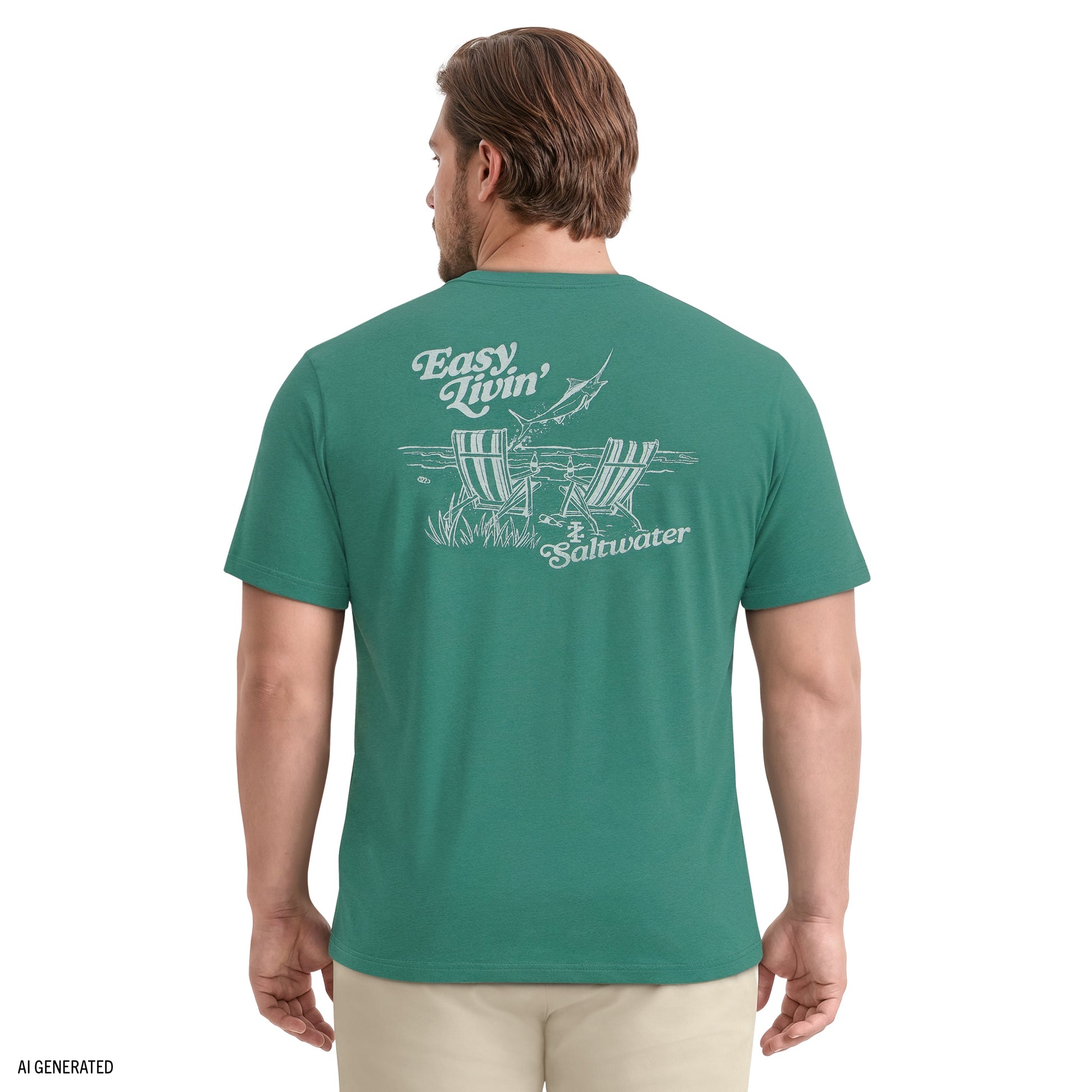 Izod BIG & TALL SALTWATER SHORT SLEEVE GRAPHIC TEE - SMOKE PINE