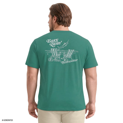 Izod BIG & TALL SALTWATER SHORT SLEEVE GRAPHIC TEE - SMOKE PINE