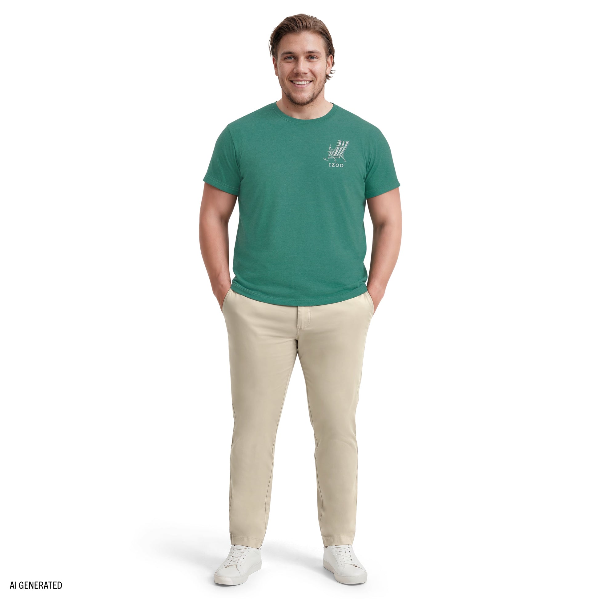 Izod BIG & TALL SALTWATER SHORT SLEEVE GRAPHIC TEE - SMOKE PINE