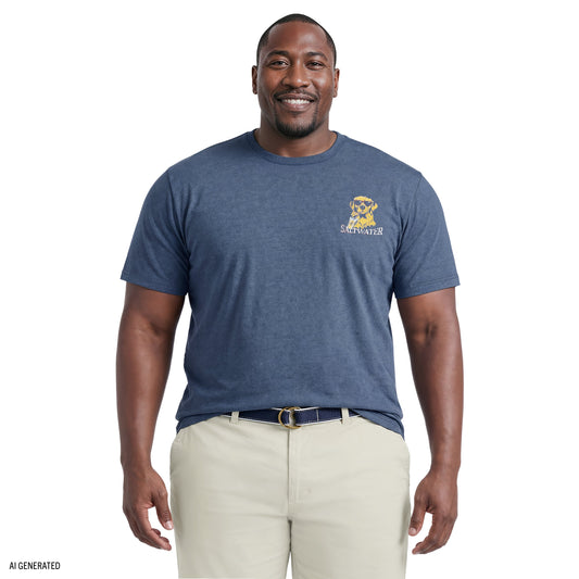 Izod BIG & TALL SALTWATER SHORT SLEEVE GRAPHIC TEE - SARGASSO SEA