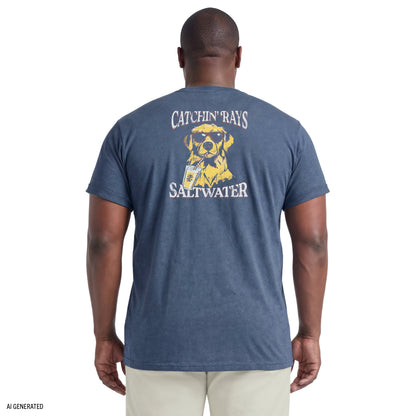 Izod BIG & TALL SALTWATER SHORT SLEEVE GRAPHIC TEE - SARGASSO SEA