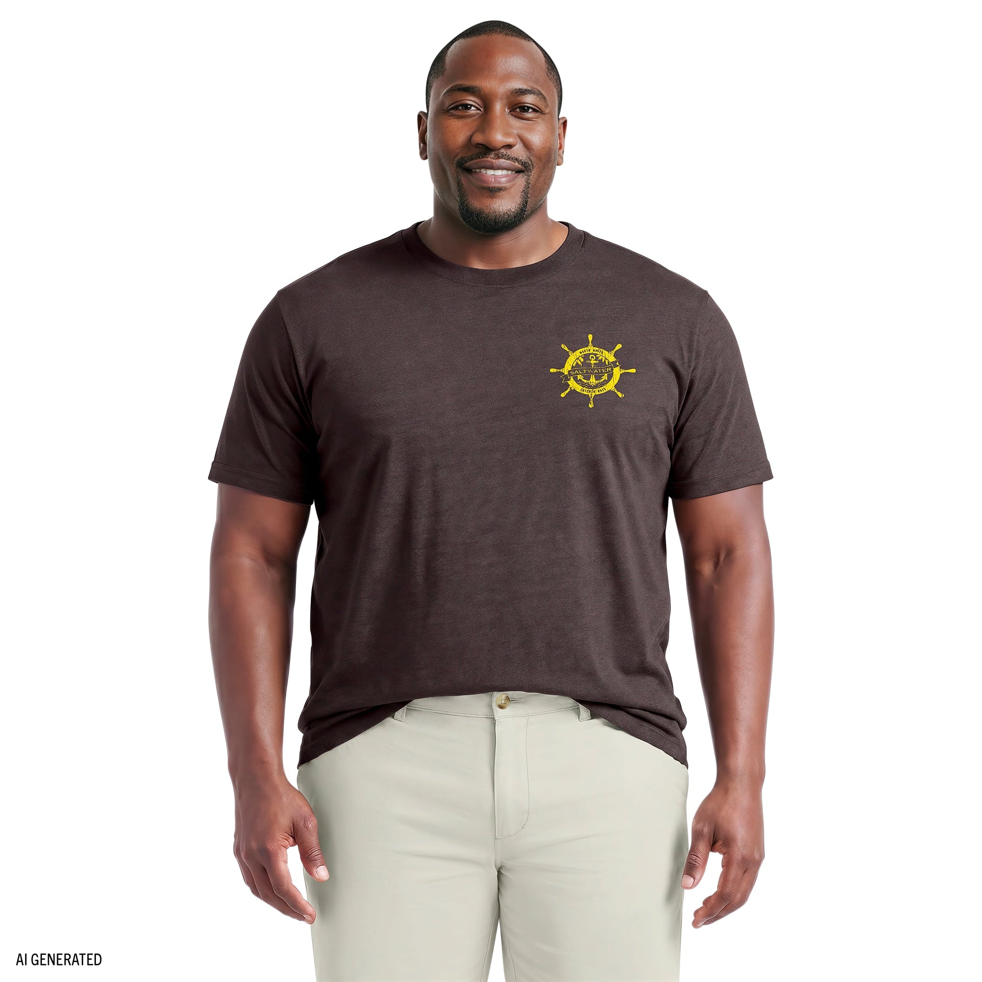 Izod BIG & TALL SALTWATER SHORT SLEEVE GRAPHIC TEE - BLACK COFFEE