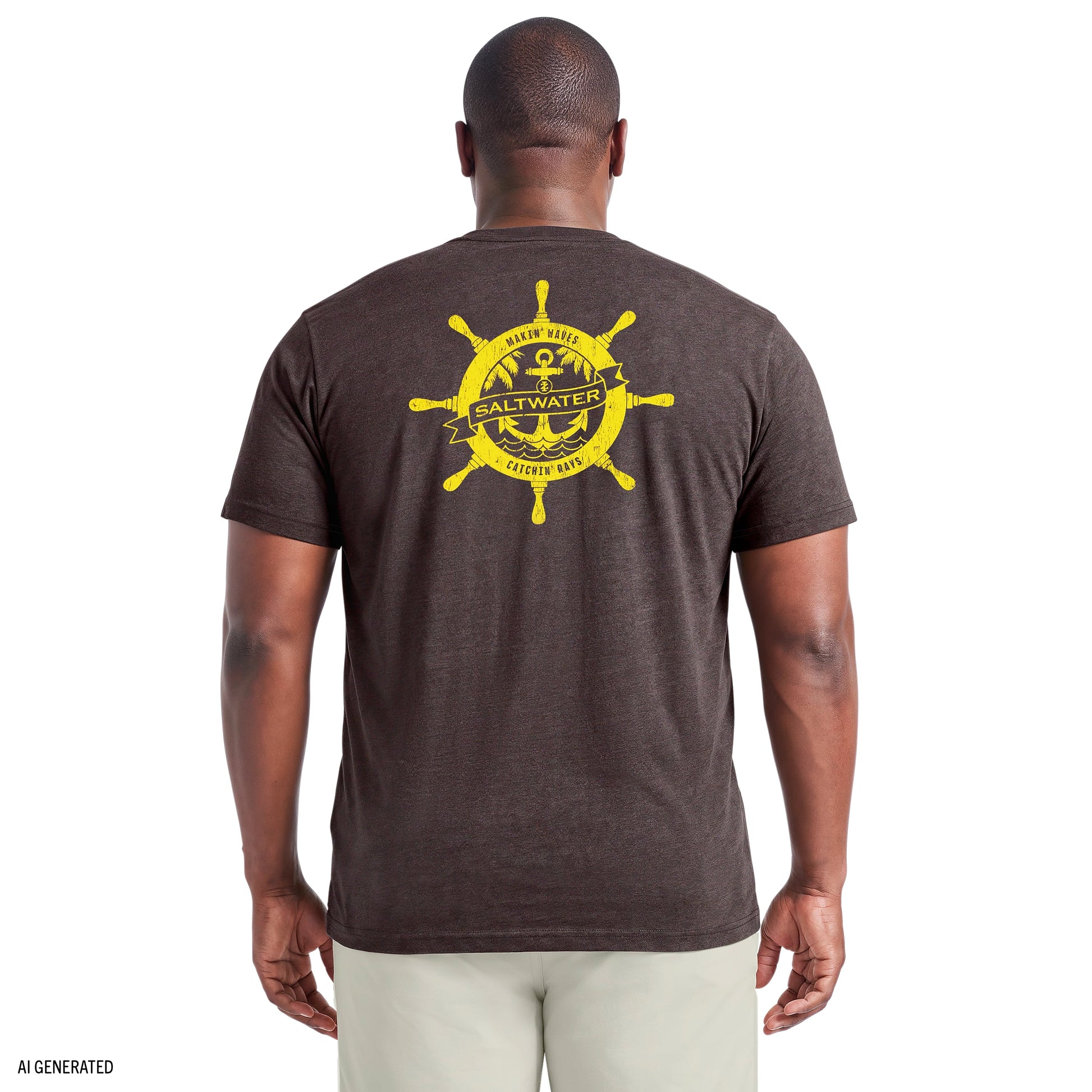 Izod BIG & TALL SALTWATER SHORT SLEEVE GRAPHIC TEE - BLACK COFFEE