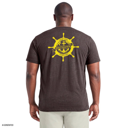 Izod BIG & TALL SALTWATER SHORT SLEEVE GRAPHIC TEE - BLACK COFFEE
