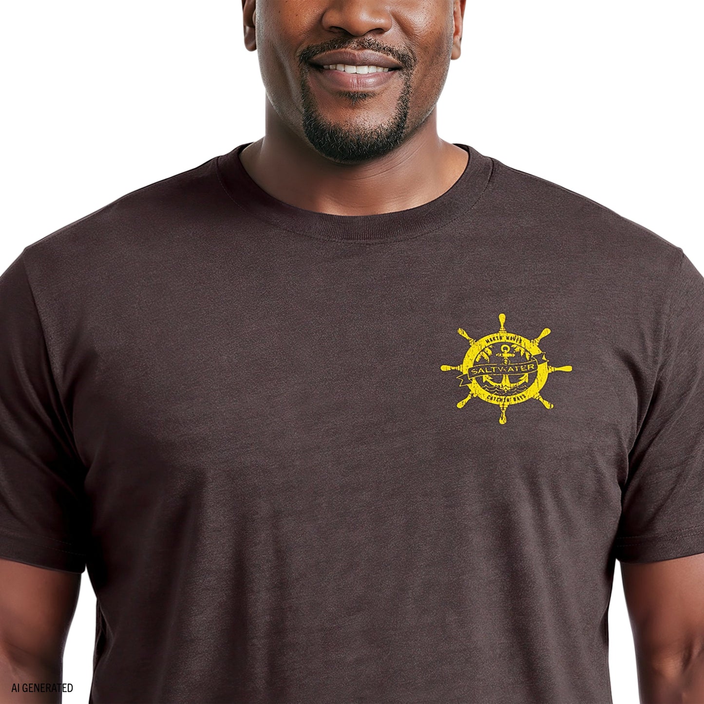 Izod BIG & TALL SALTWATER SHORT SLEEVE GRAPHIC TEE - BLACK COFFEE