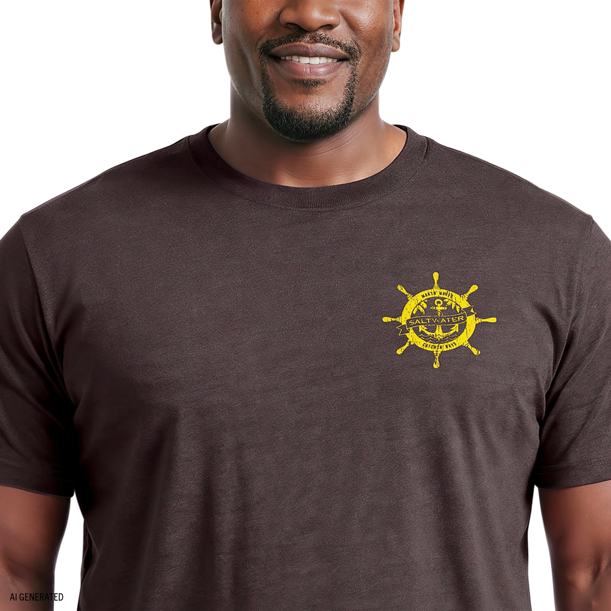 Izod BIG & TALL SALTWATER SHORT SLEEVE GRAPHIC TEE - BLACK COFFEE
