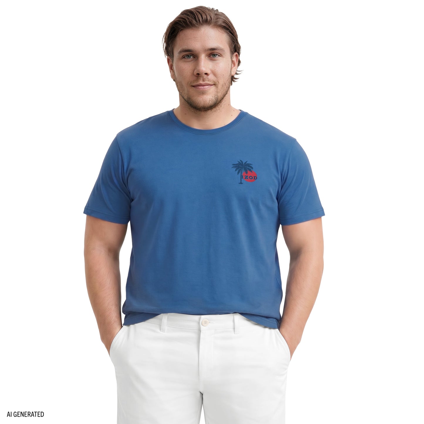 Izod BIG & TALL SALTWATER SHORT SLEEVE GRAPHIC TEE - REGATTA