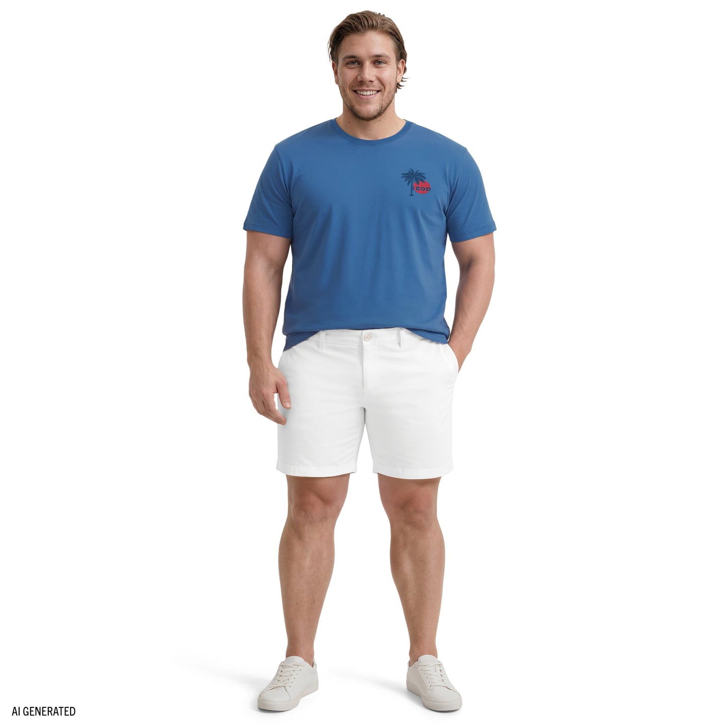 Izod BIG & TALL SALTWATER SHORT SLEEVE GRAPHIC TEE - REGATTA
