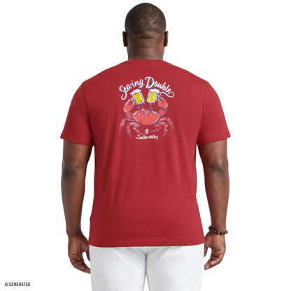 Izod BIG & TALL SALTWATER SHORT SLEEVE GRAPHIC TEE - SUNDRIED TOMATO