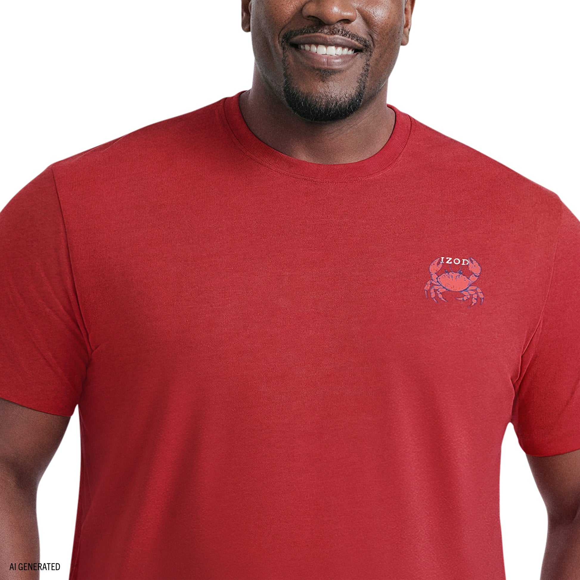 Izod BIG & TALL SALTWATER SHORT SLEEVE GRAPHIC TEE - SUNDRIED TOMATO