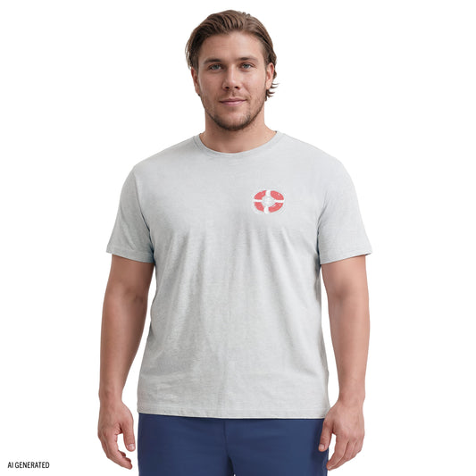 Izod BIG & TALL SALTWATER SHORT SLEEVE GRAPHIC TEE - HARBOR MIST