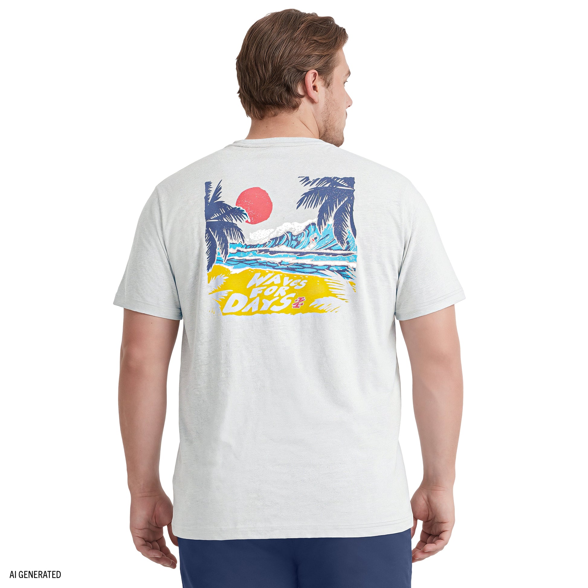 Izod BIG & TALL SALTWATER SHORT SLEEVE GRAPHIC TEE - HARBOR MIST
