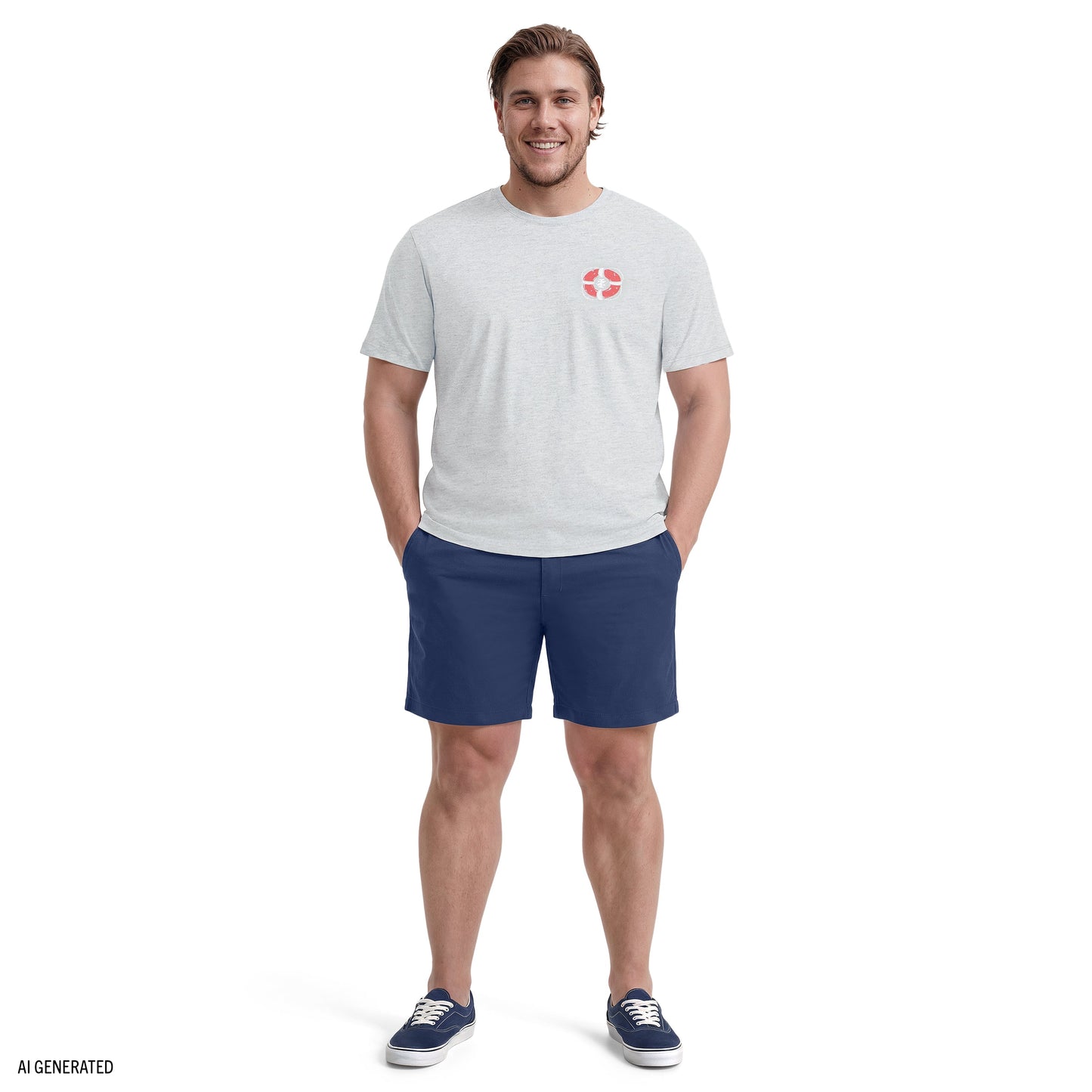 Izod BIG & TALL SALTWATER SHORT SLEEVE GRAPHIC TEE - HARBOR MIST