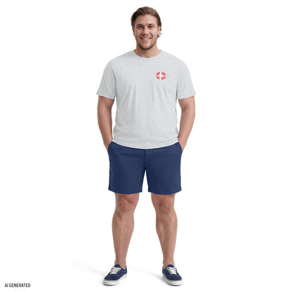 Izod BIG & TALL SALTWATER SHORT SLEEVE GRAPHIC TEE - HARBOR MIST