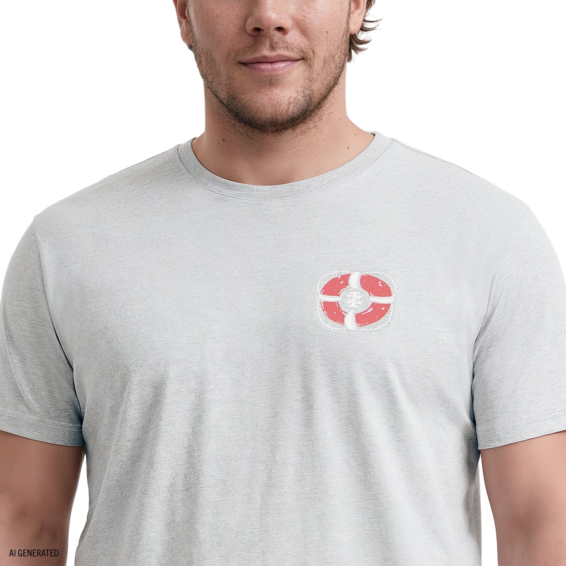 Izod BIG & TALL SALTWATER SHORT SLEEVE GRAPHIC TEE - HARBOR MIST
