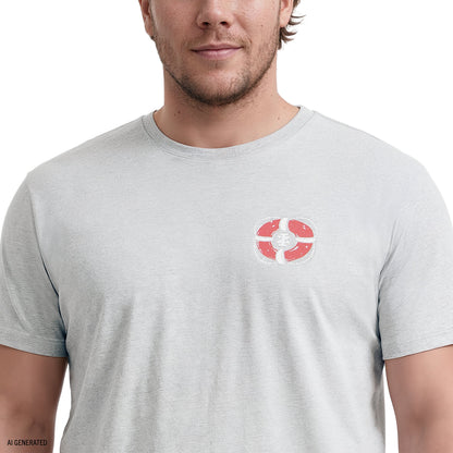 Izod BIG & TALL SALTWATER SHORT SLEEVE GRAPHIC TEE - HARBOR MIST