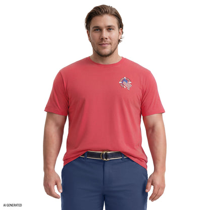 Izod BIG & TALL SALTWATER SHORT SLEEVE GRAPHIC TEE - GARNET ROSE