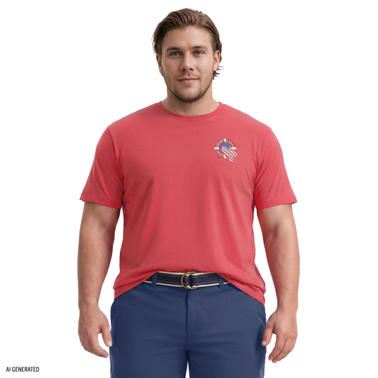 Izod BIG & TALL SALTWATER SHORT SLEEVE GRAPHIC TEE - GARNET ROSE