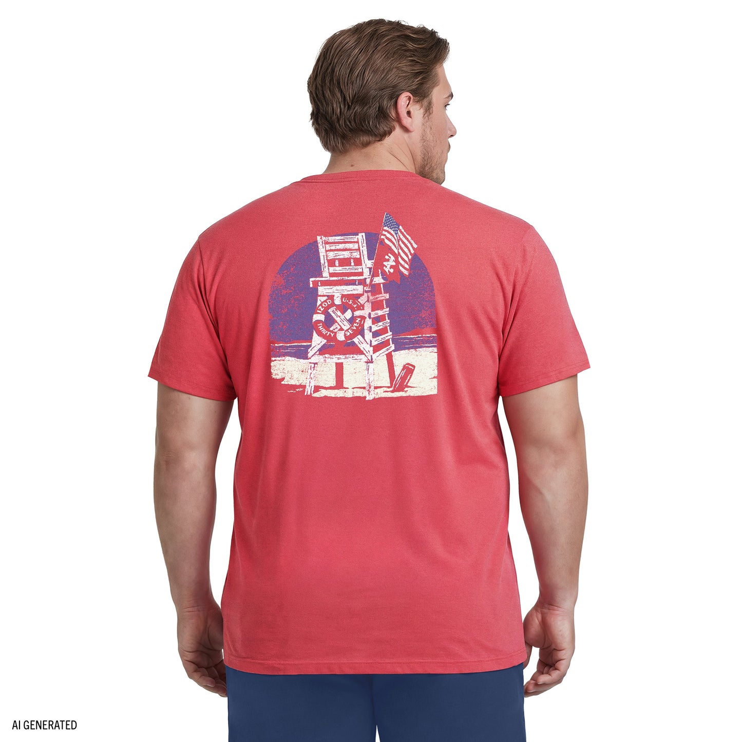 Izod BIG & TALL SALTWATER SHORT SLEEVE GRAPHIC TEE - GARNET ROSE