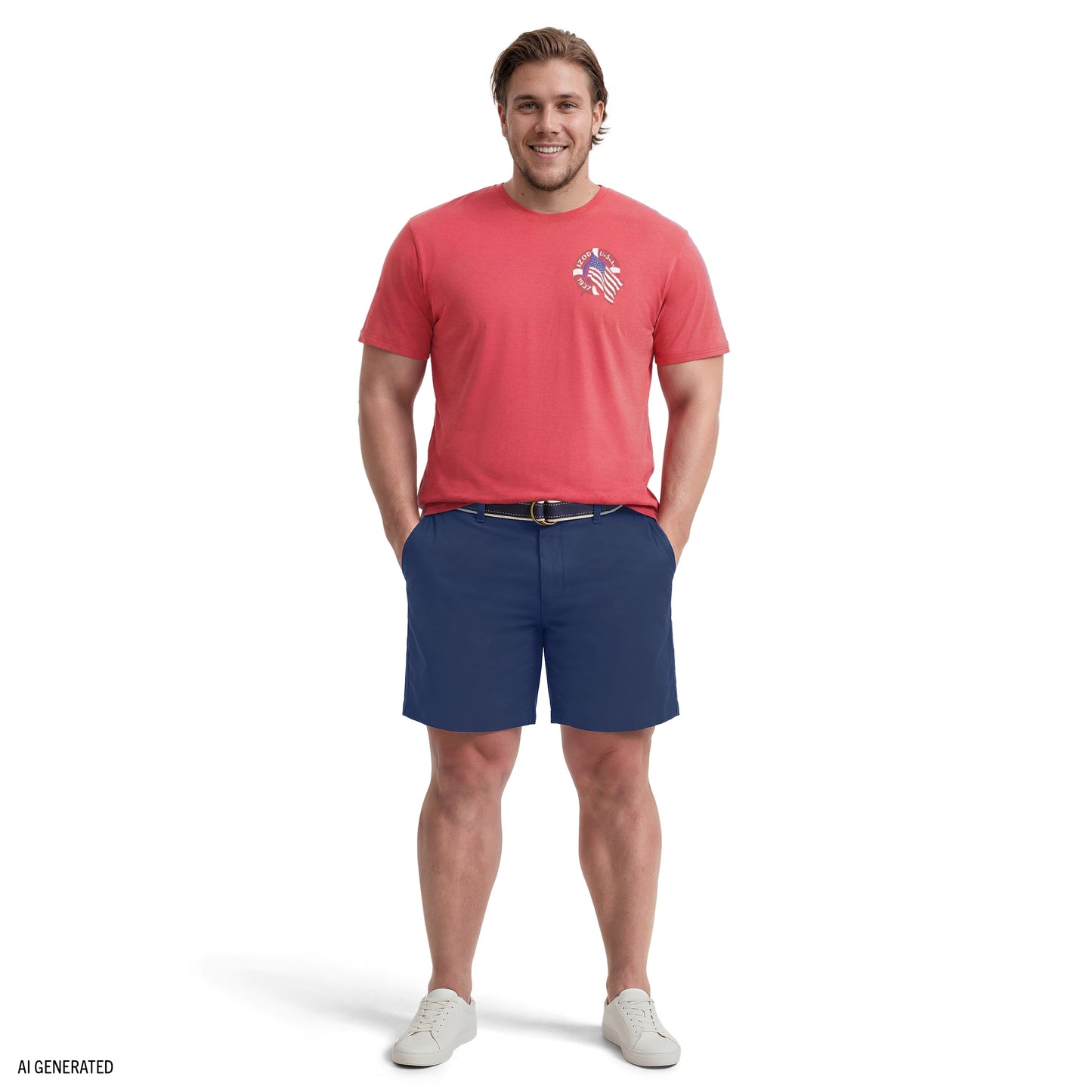 Izod BIG & TALL SALTWATER SHORT SLEEVE GRAPHIC TEE - GARNET ROSE