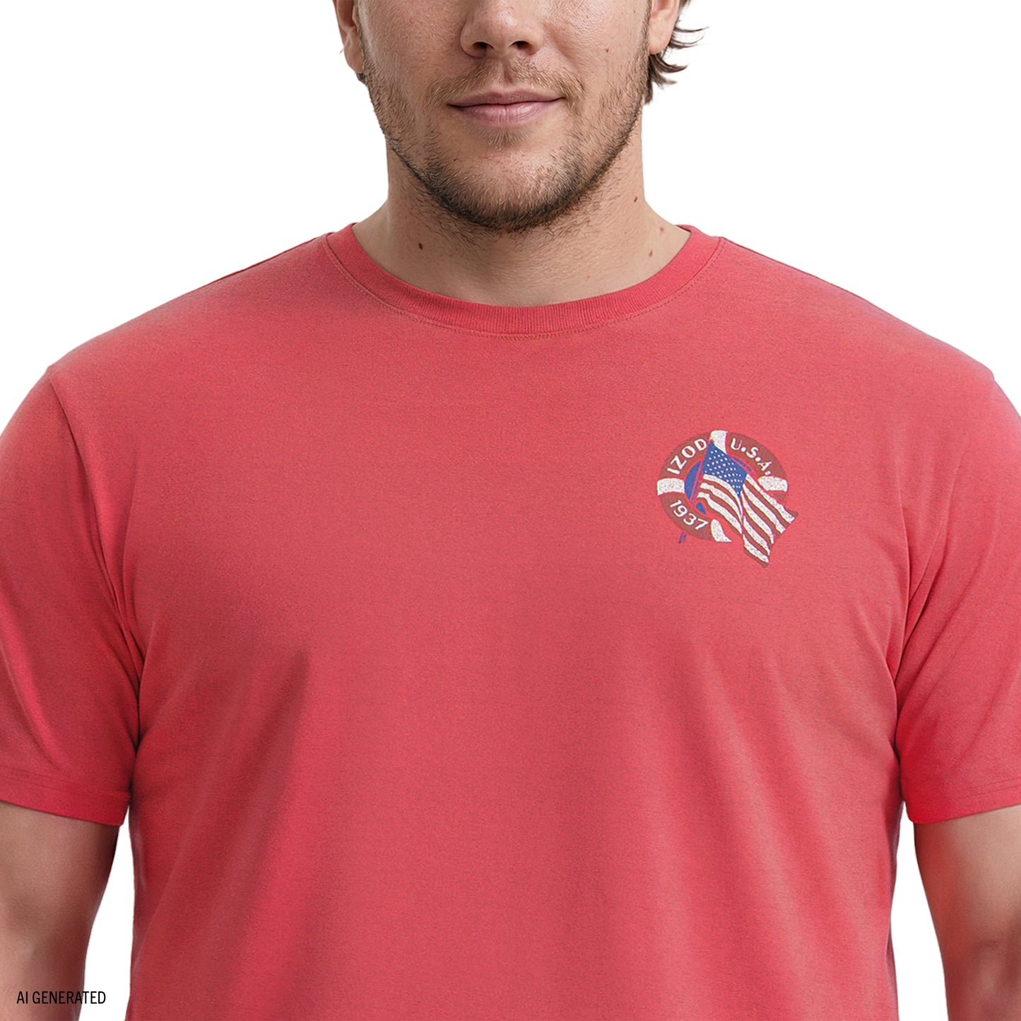 Izod BIG & TALL SALTWATER SHORT SLEEVE GRAPHIC TEE - GARNET ROSE